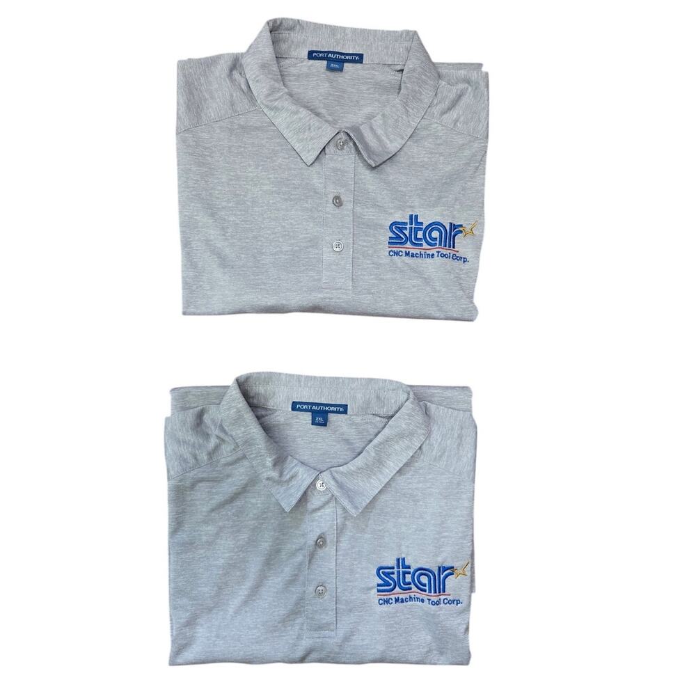 Port Authority Star CNC Machine Tool Corp Polo Work Shirts 2 Pack Gray Blue 2XL